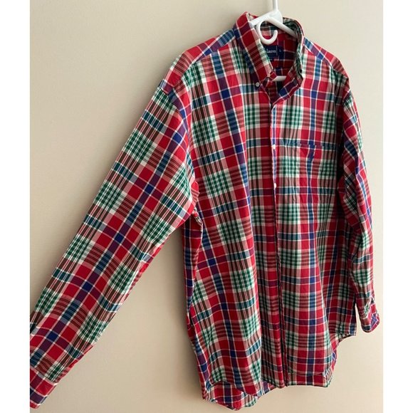 Ralph Lauren Large Red/Green/Blue Plaid Button Down Cotton Dress or Casual Shirt - Picture 6 of 9